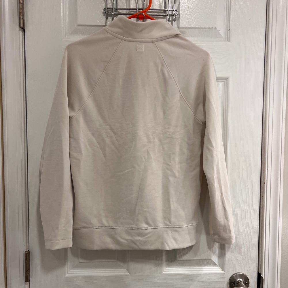 VSX Victoria's Secret Women XS Cream Quarter Zip Pullover Sweatshirt Side Zips - Picture 2 of 10
